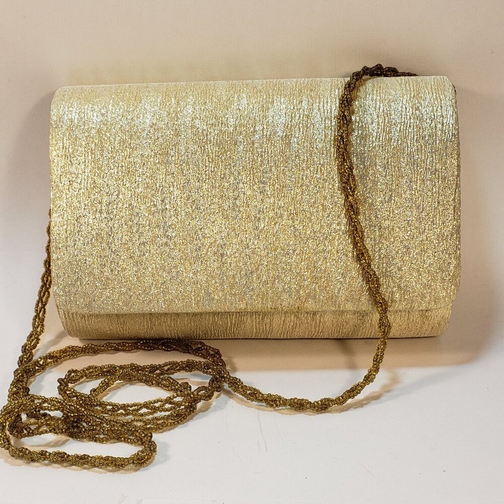 La Regale Metallic Gold Evening Clutch